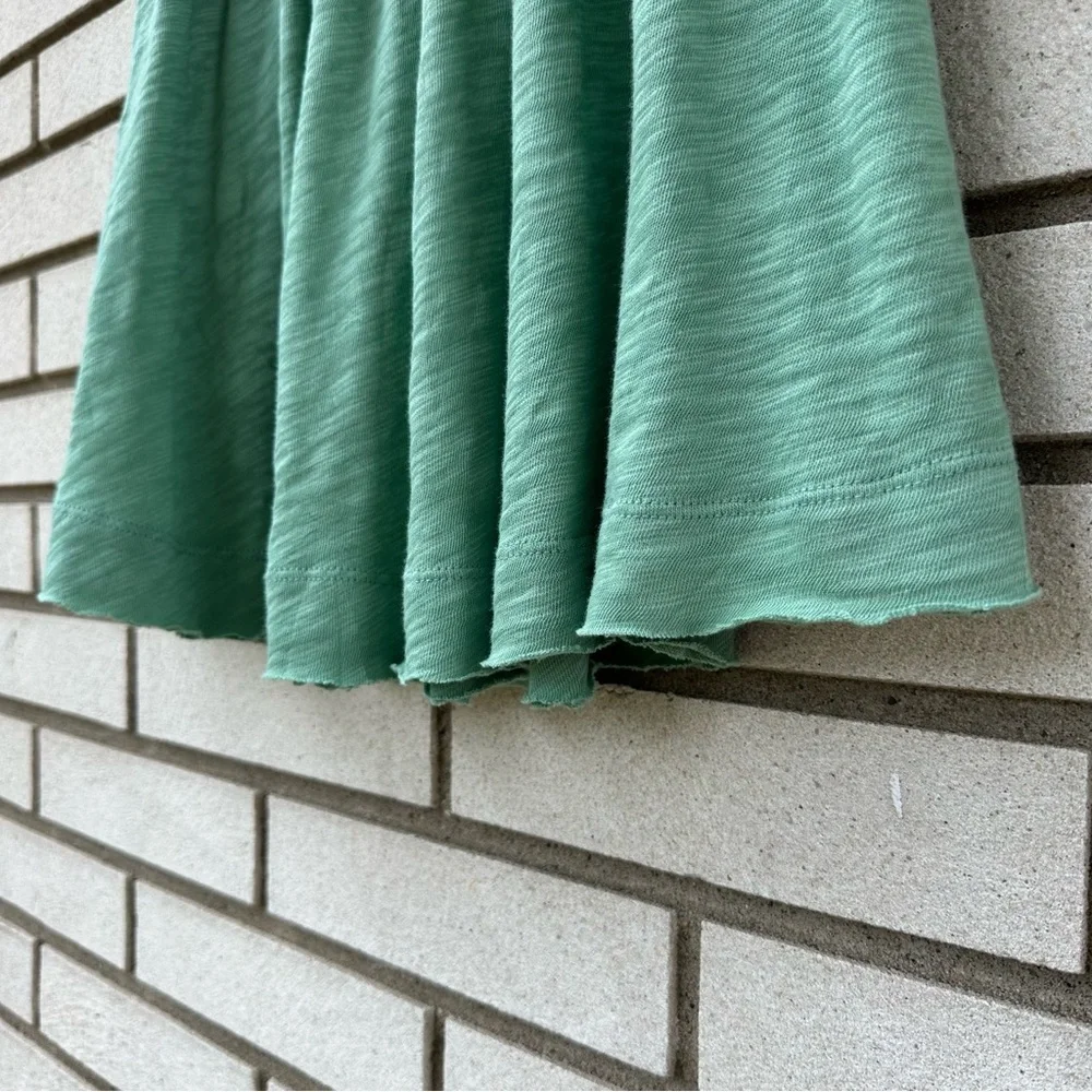ATM Anthony Thomas Melillo Green Cotton Smocked Waist Raw Hem Skirt XS Boho Chic